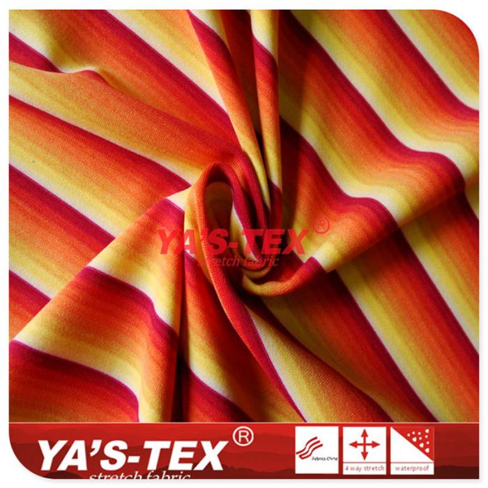 Polyester yarn-dyed knit fabric, rainbow gradient pattern, elastic wear-resistant【YSD4085】