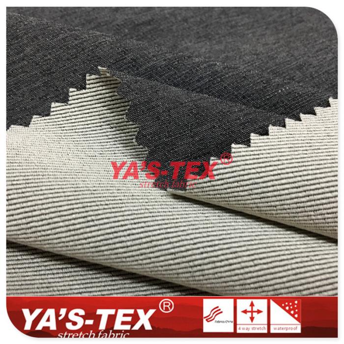 Nylon-polyester blended four-way stretch, cationic twill jacquard, wear-resistant slippery trousers【YSJ002】