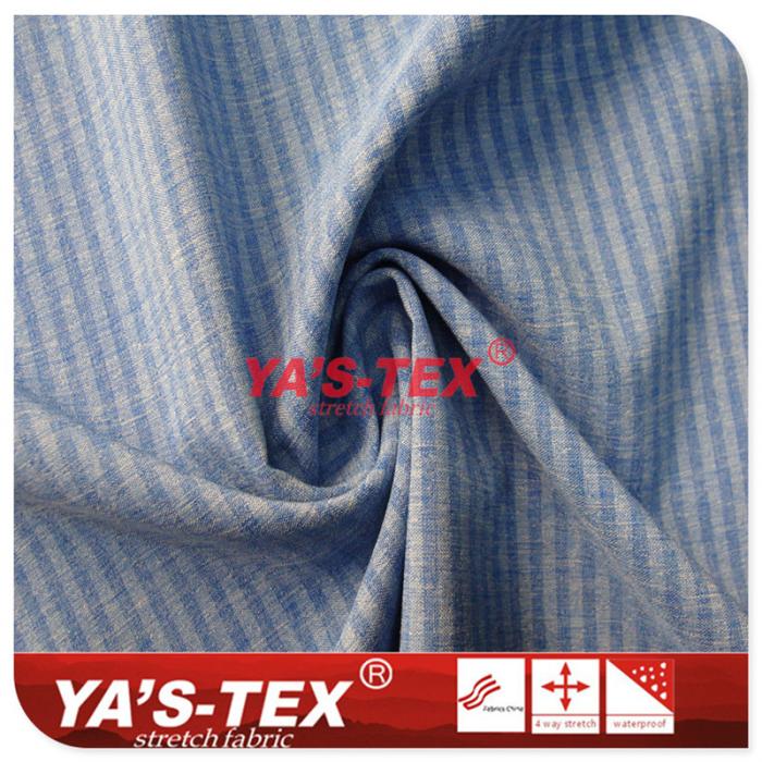 Polyester four-way stretch, two-color cation, horizontal stripes, wear-resistant trousers sports fabric【S114】